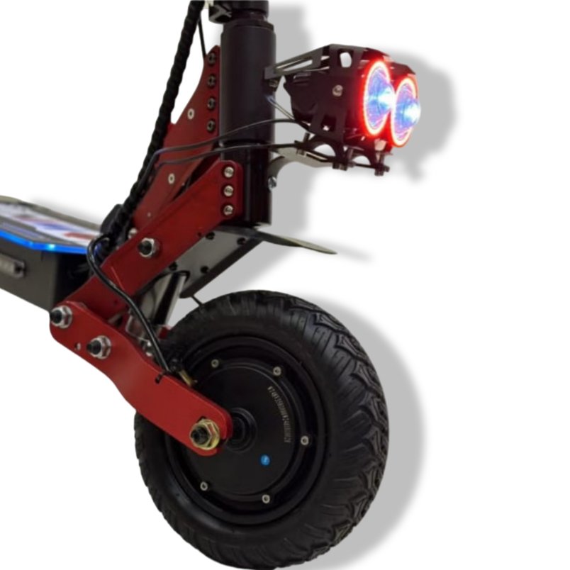 Front view of Winner Sky Scooter Motor 2000 electric scooter showing tire and dual LED headlight