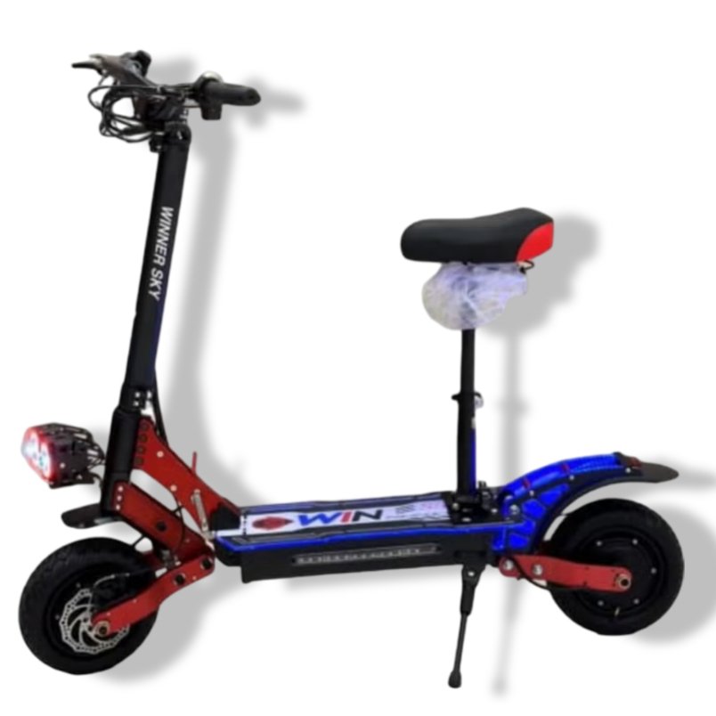 Winner Sky Scooter Motor 2000 electric scooter with seat and front headlight in black and red