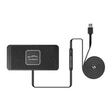 Black textured wireless car charger pad with USB cable and coil module