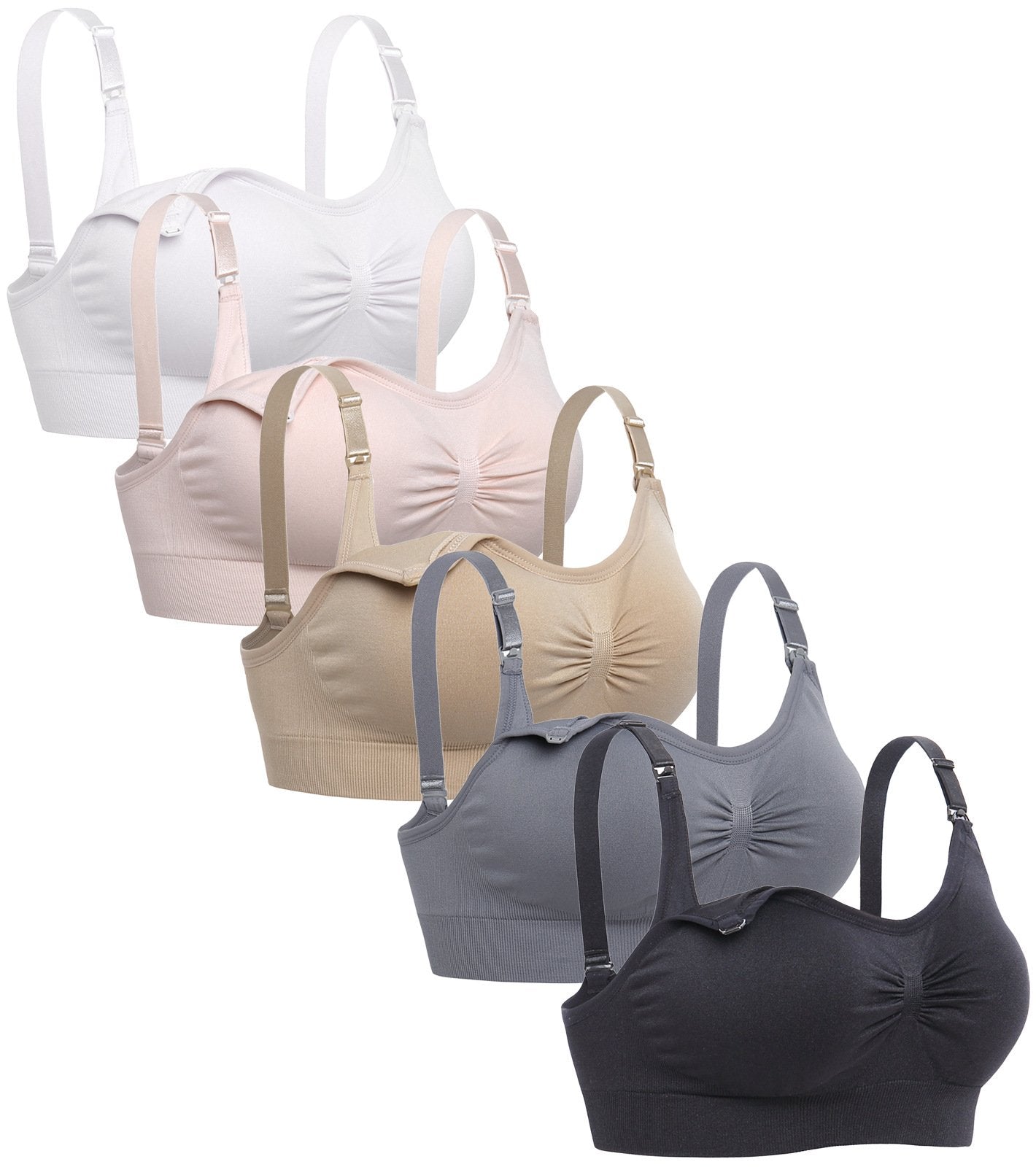 Lataly wireless maternity bra for women in white pink beige gray and black colors with adjustable straps
