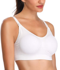 White wireless maternity bra for women by Lataly with soft fabric and adjustable straps