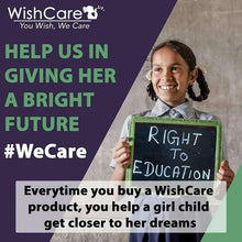 WishCare WeCare poster with girl holding a sign that says Right to Education