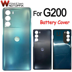 Moto G200 battery cover replacement teal and black glossy back covers with triple camera cutouts