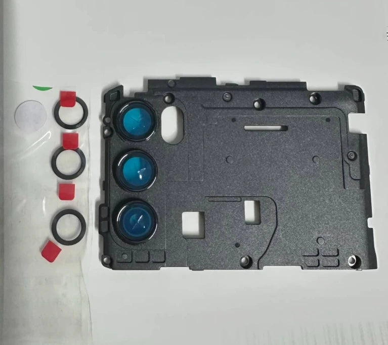 Motorola Moto G60 back cover replacement internal housing with three blue camera lenses and adhesive rings