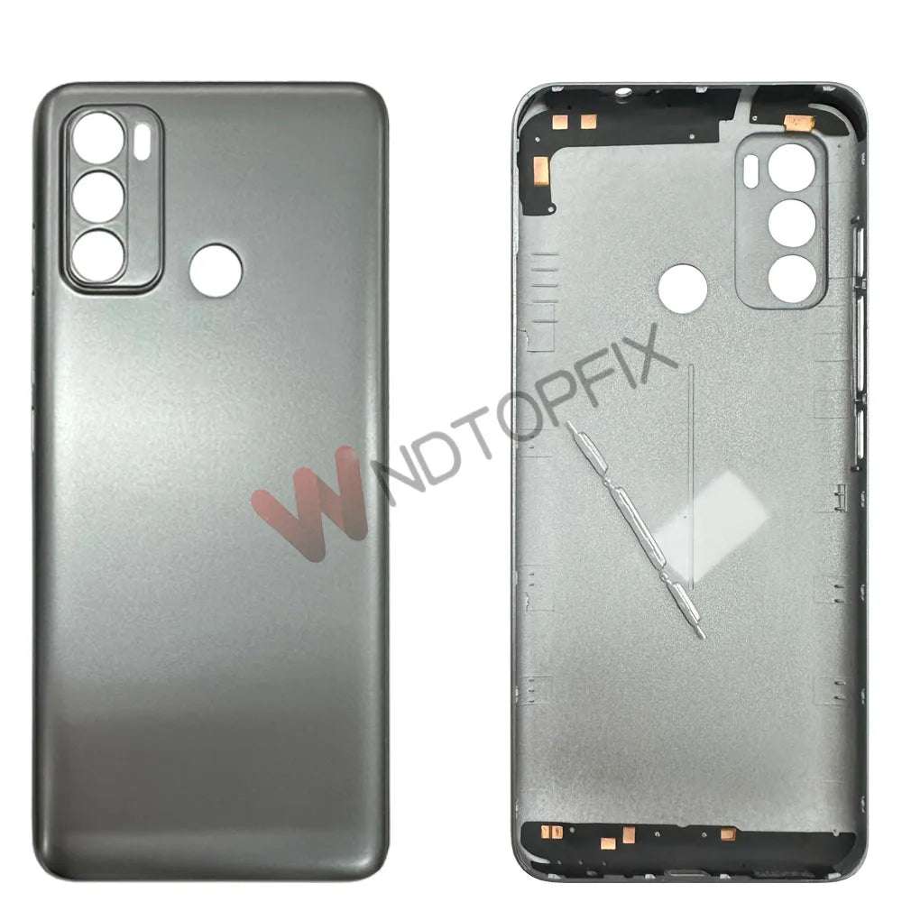 Motorola Moto G60 back cover replacement gray housing show exterior and interior with camera cutouts and fingerprint hole Mumzar