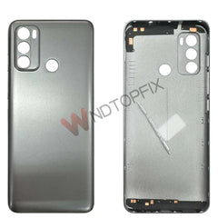 Motorola Moto G60 back cover replacement gray housing show exterior and interior with camera cutouts and fingerprint hole Mumzar