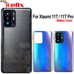 Mumzar Xiaomi 11T battery cover replacement showing black brushed and iridescent gradient back covers with camera cutout