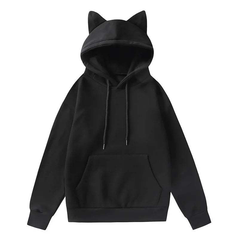 Mumzar women's cat ear hoodie UAE in black with a cozy pocket and cute ear details