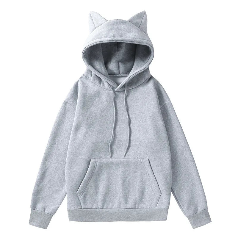 Mumzar women's cat ear hoodie UAE in gray for casual and stylish wear