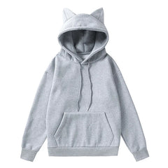 Mumzar women's cat ear hoodie UAE in gray with a cozy hood and front pocket for stylish comfort