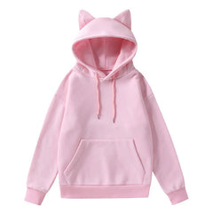 Mumzar women's cat ear hoodie UAE in soft pink with a cozy design and front pocket