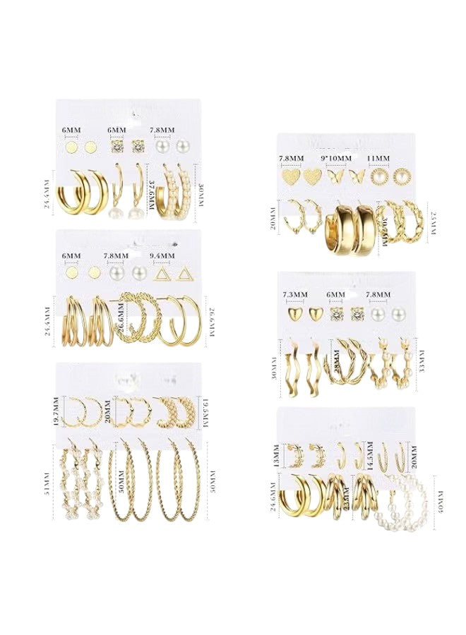 Huitich women’s gold-tone earrings set featuring various styles and sizes for versatile wear