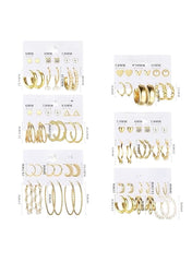 Huitich women’s gold-tone earrings set featuring various styles and sizes for versatile wear
