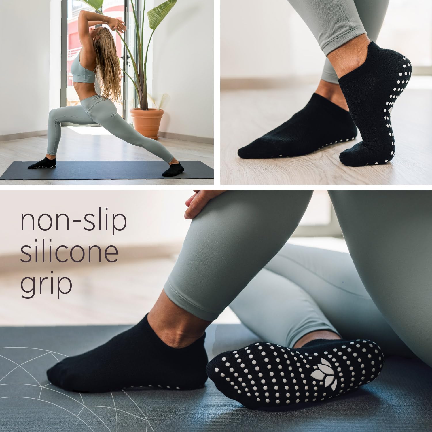 All Things Accessory womens grip socks for yoga with non-slip silicone grips for secure yoga practice