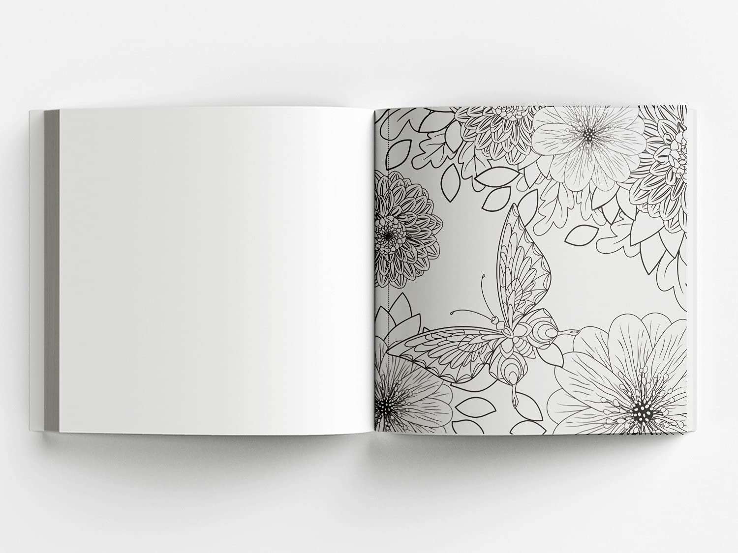 Mumzar adult coloring book with tear out pages featuring detailed floral and butterfly designs