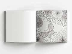 Mumzar adult coloring book with tear out pages featuring detailed floral and butterfly designs