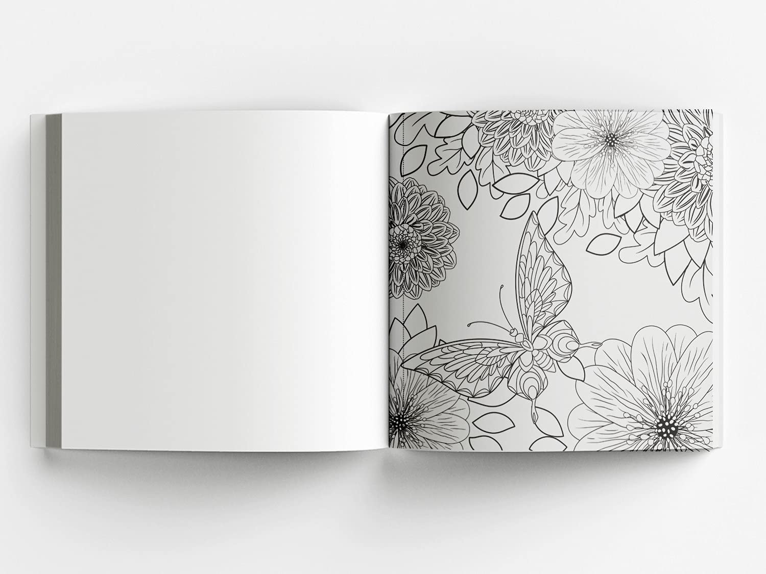 Mumzar adult coloring book with tear out pages featuring detailed floral and butterfly designs