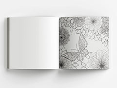 Mumzar adult coloring book with tear out pages featuring detailed floral and butterfly designs