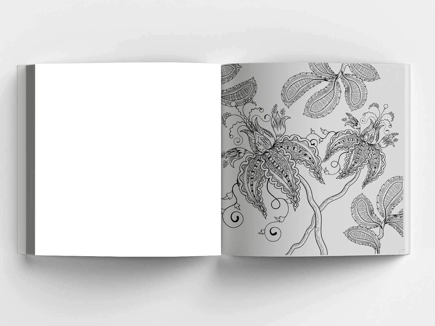 Mumzar adult coloring book with tear out pages featuring intricate floral black and white designs