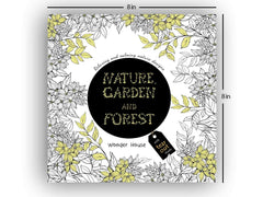 Nature Garden and Forest adult coloring book with tear out pages featuring calming floral designs