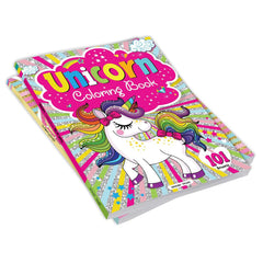101 unicorn coloring pages book by Mumzar featuring a cute unicorn with a rainbow mane on a colorful cover