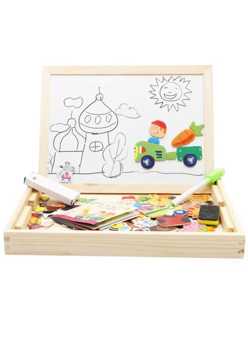Huitich 3D wooden animal puzzle for toddlers with colorful pieces and wooden board for creative play