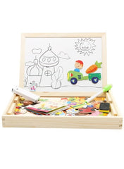 Huitich 3D wooden animal puzzle for toddlers with colorful pieces and wooden board for creative play