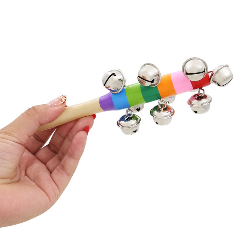 Wooden Baby Rattle Ring Handbell: Musical Educational Toy for Babies - Enhance Learning and Development - Mumzar.com