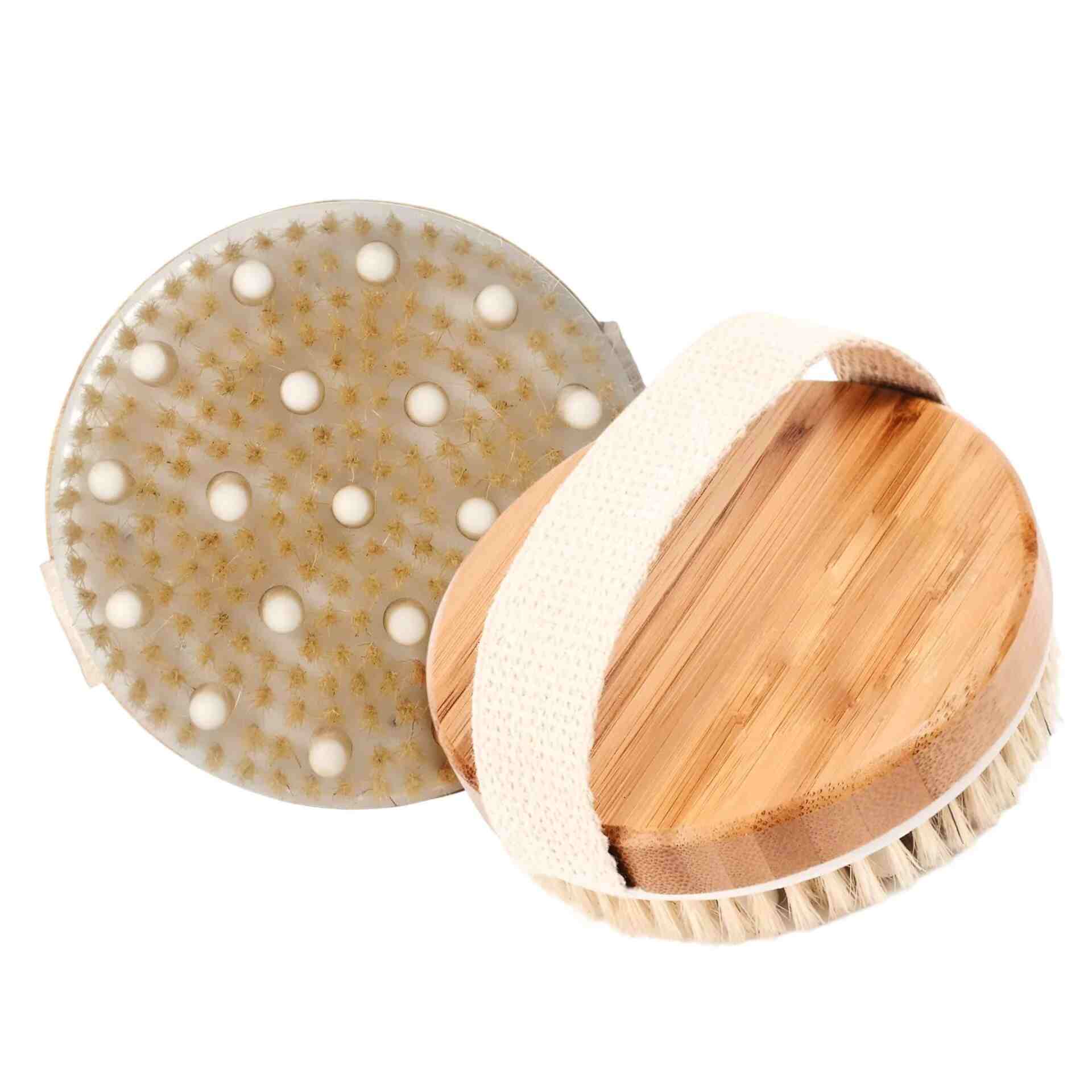 Huitich wooden bath brush with massage beads and natural bristles for exfoliating and relaxing skin