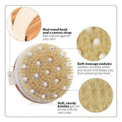 Huitich wooden bath brush with massage beads featuring soft bristles and a natural wood head