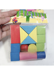 Huitich colorful wooden educational blocks for kids in various shapes packed in plastic pouch