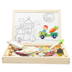 Huitich magnetic drawing board for children with wooden frame and colorful magnetic pieces for learning and creativity