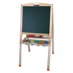 Huitich wooden paint set for kids with easel chalkboard and paint storage tray
