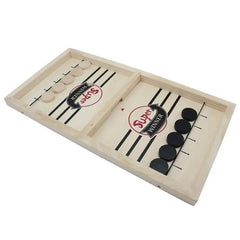 Huitich wooden puck game board with black and white pucks and marked playing surface for learning and education