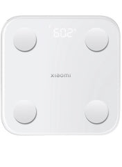 Xiaomi body composition smart scale in white with a digital display showing weight