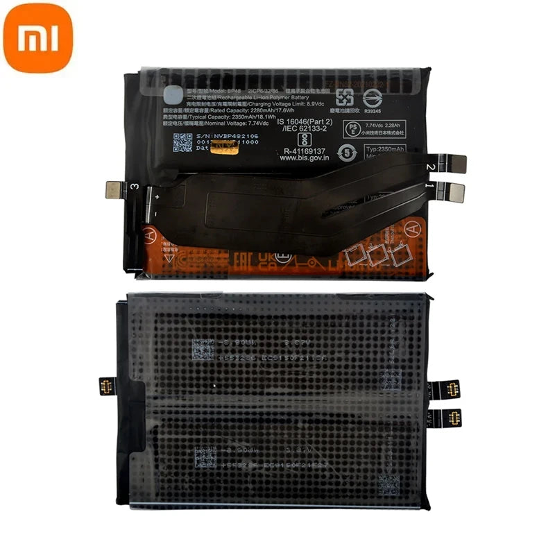 Mumzar BP48 4700mAh battery for Xiaomi Poco F4 GT. Replacement internal battery pack shown front and back views