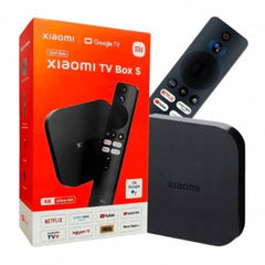 Xiaomi Mi Box S 2nd Gen 4K streaming media player with remote control and Google TV interface