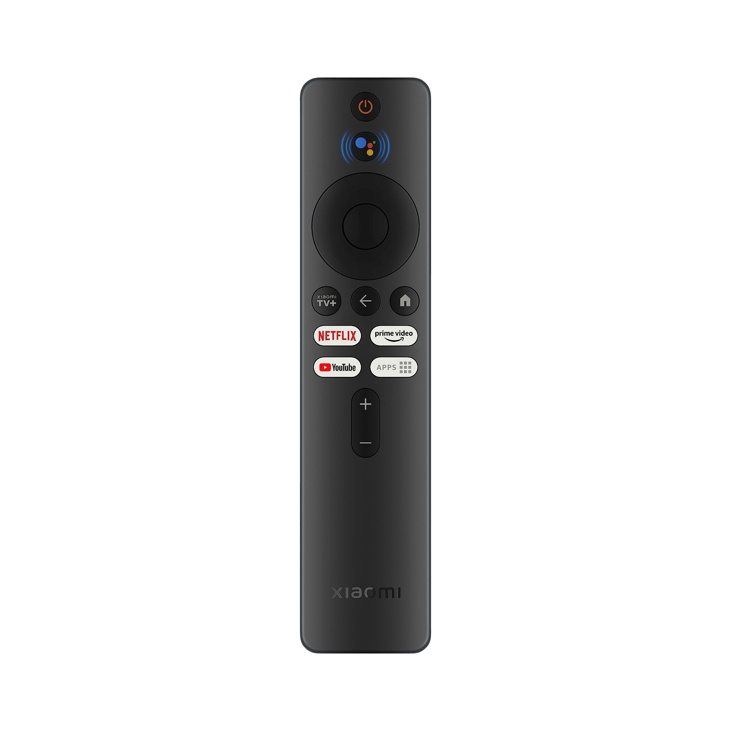 Black Xiaomi Mi Box S 2nd Gen 4K streaming remote control with voice and app shortcut buttons