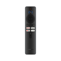 Black Xiaomi Mi Box S 2nd Gen 4K streaming remote control with voice and app shortcut buttons