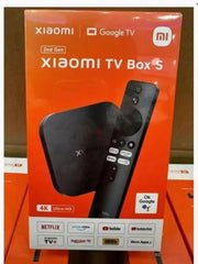 Xiaomi Mi Box S 2nd Gen 4K streaming device with remote control and Google TV support in packaging