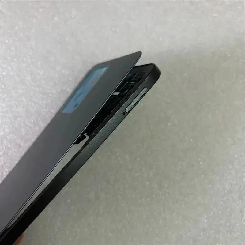 Mumzar Redmi Note 12 4G back cover replacement black matte panel partially removed showing side buttons and inner frame