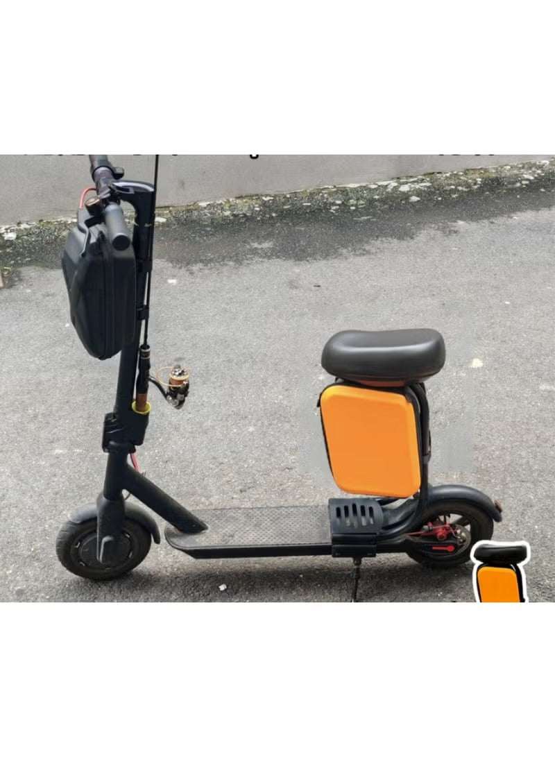 Xiaomi scooter seat with storage box in orange color for added convenience and comfort