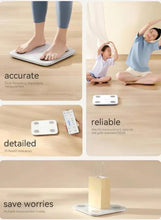 White smart body scale with four sensor pads and small display window