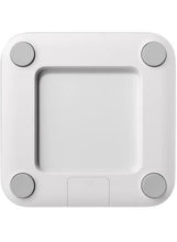 White smart body scale front view with empty screen window and four corner sensor pads