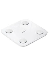 Xiaomi smart body scale, white glass platform with four circular metal sensors