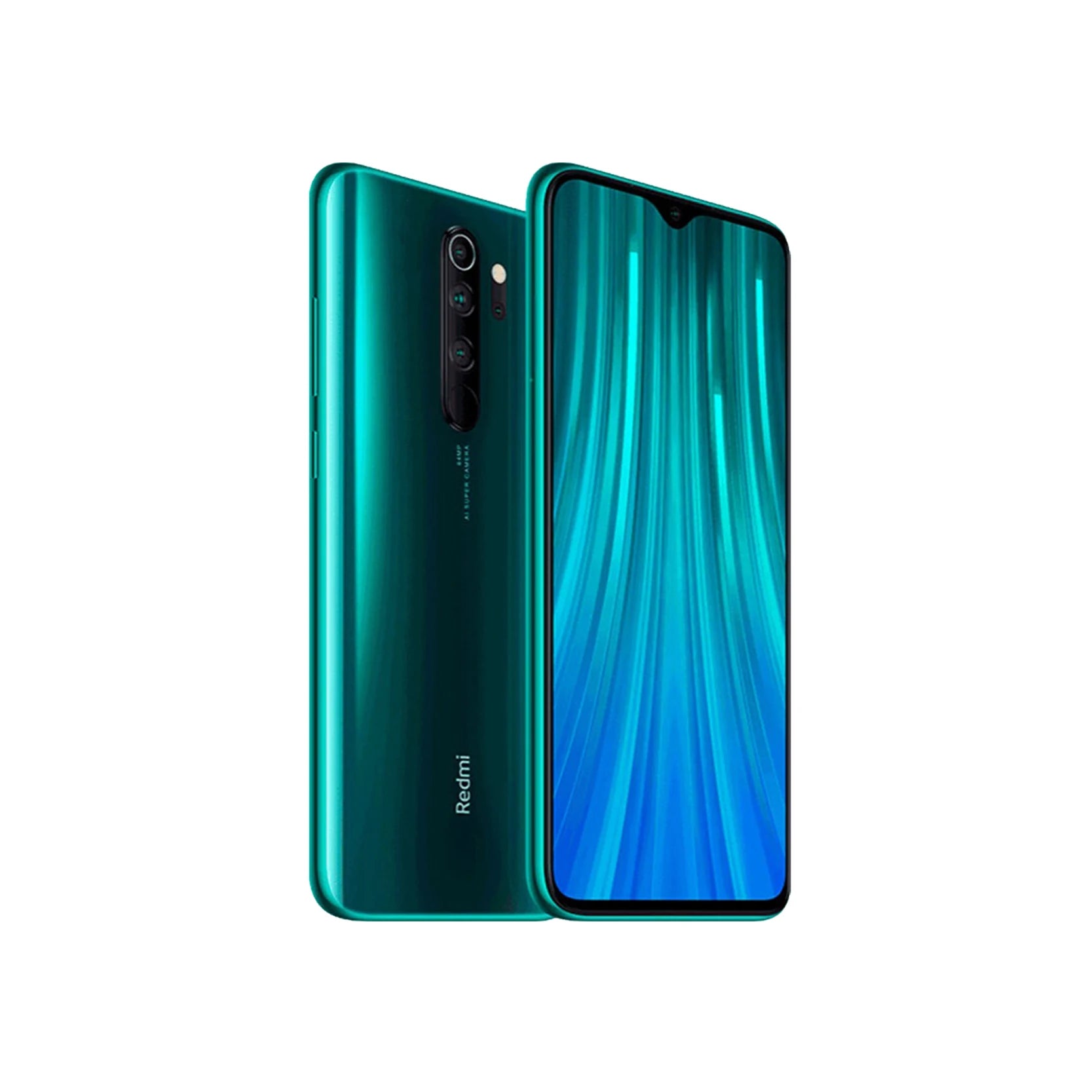 Green Redmi Note 8 Pro front and back showing quad camera and teardrop notch used Redmi Note 8 Pro for sale by Mumzar