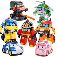 Huitich transformable robot car toy set with colorful robot cars and helicopters for kids