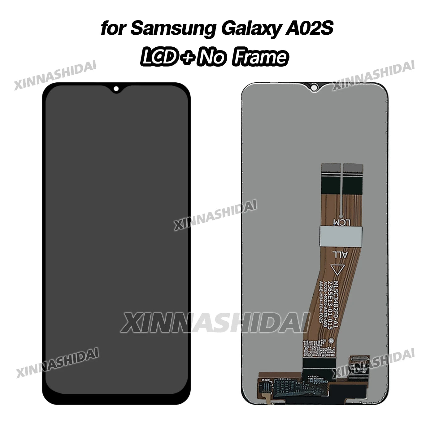Samsung Galaxy A02S LCD replacement front and back panels no frame black display with flex cable