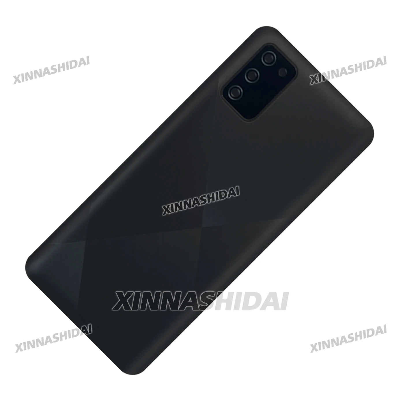 Black rear housing back cover for Samsung Galaxy A02S LCD replacement with triple camera cutout