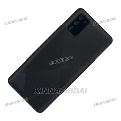 Black rear housing back cover for Samsung Galaxy A02S LCD replacement with triple camera cutout